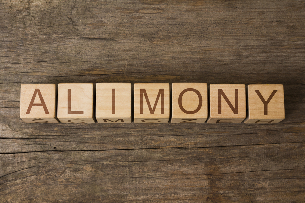 Alimony spelled with wood blocks