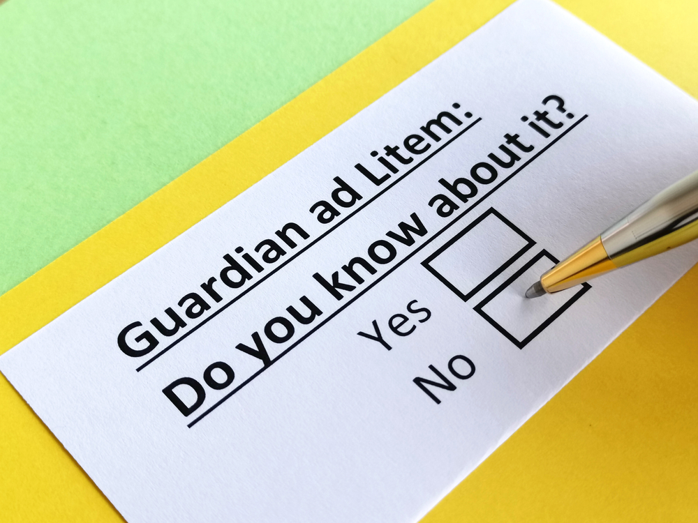 Question asking if you know about guardian ad litem and pen checking NO box