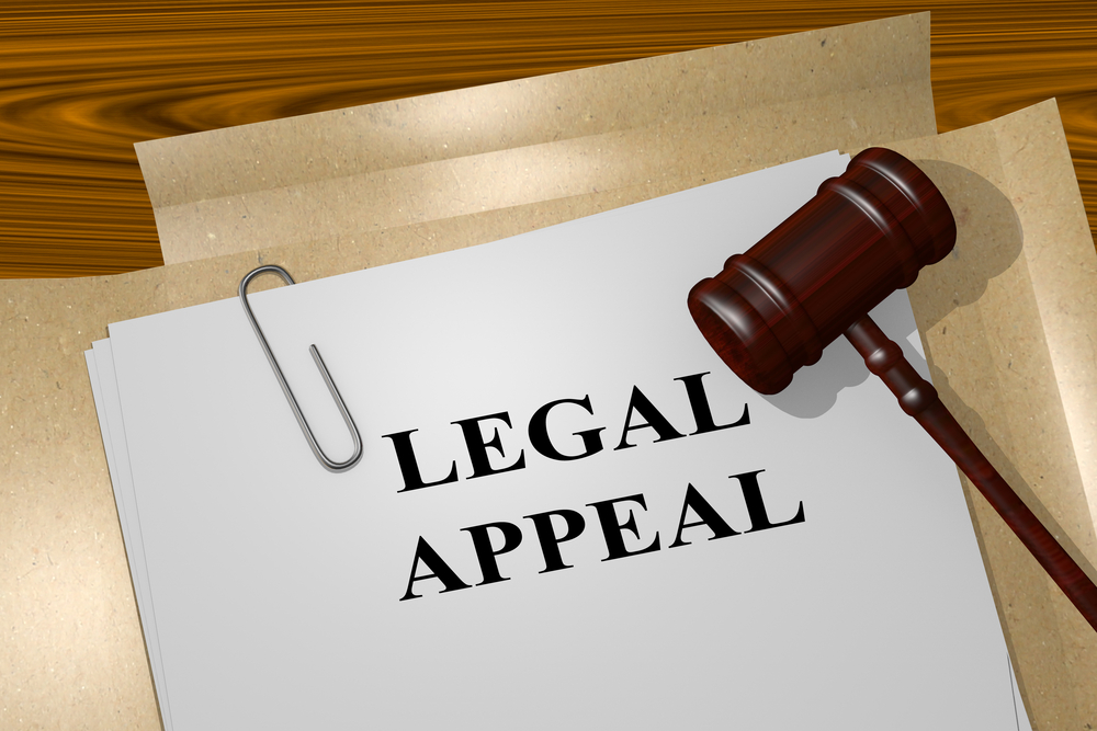 Legal appeal document with gavel