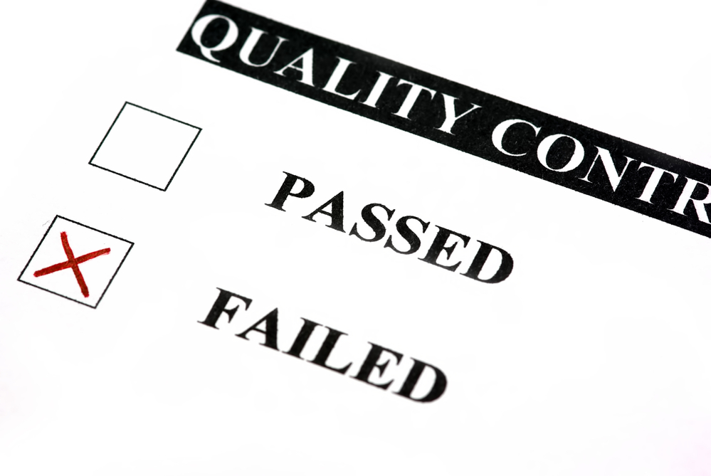 Quality control paper marked as Failed
