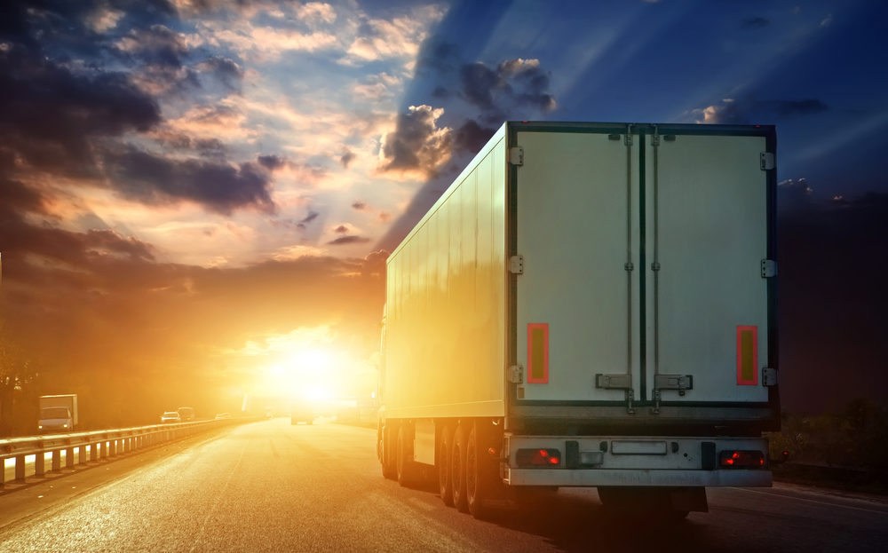 Semi truck driving on highway