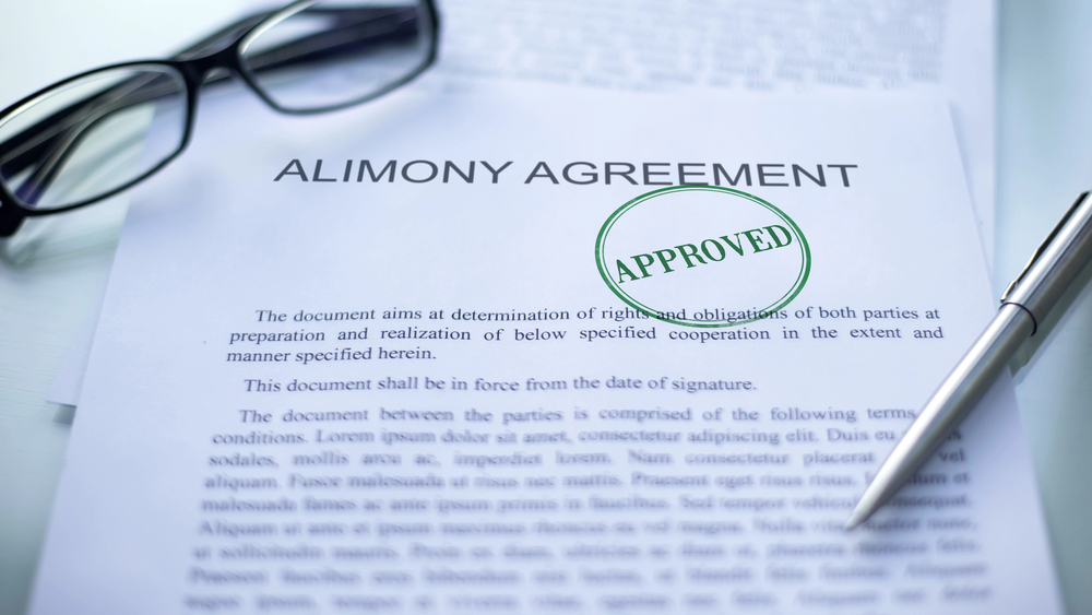 Alimony agreement with green Approved stamp